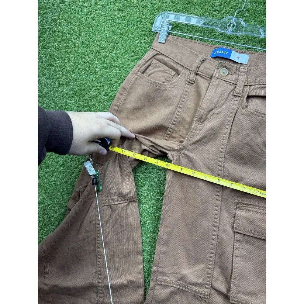Old Navy Cargo Pants Girls 12 Brown Wide Leg Utility Pockets Cotton Brown NWT
